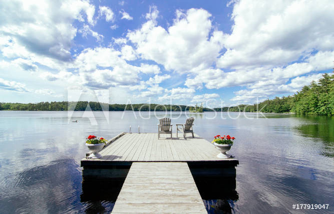 Flat dock on small lake