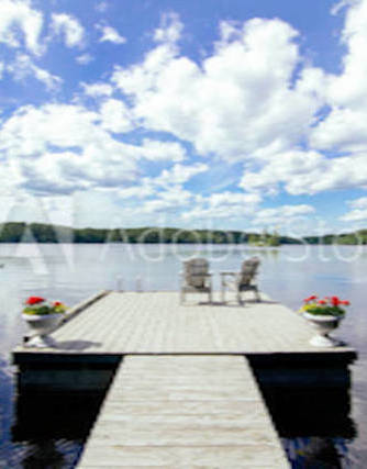 Flat dock on small lake